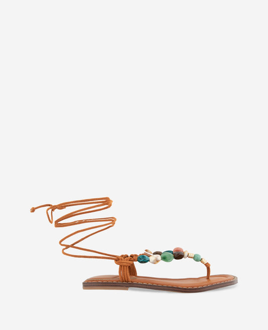 Santiago Suede Stone Embellished Wrap Around Sandal