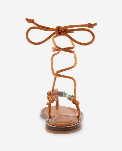 Santiago Suede Stone Embellished Wrap Around Sandal