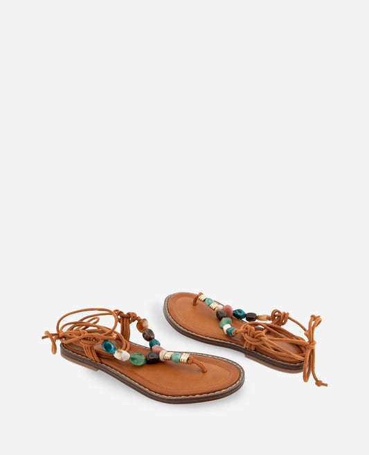 Santiago Suede Stone Embellished Wrap Around Sandal