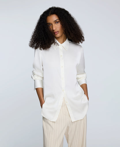 Satin Button Front Blouse