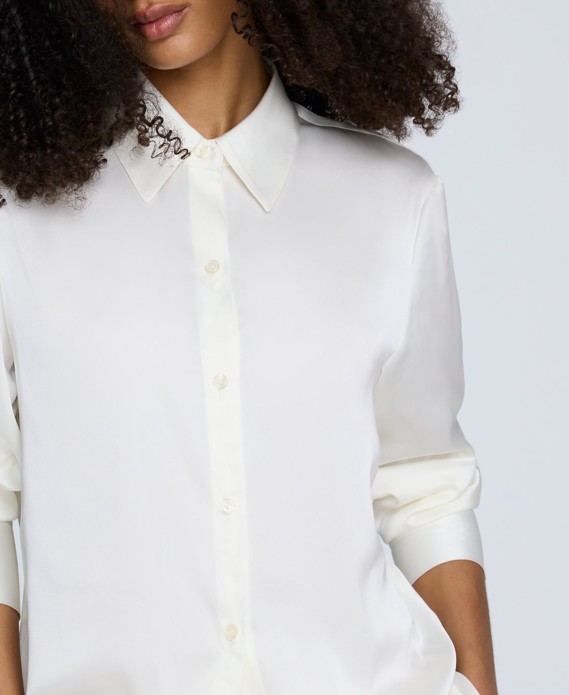 Satin Button Front Blouse