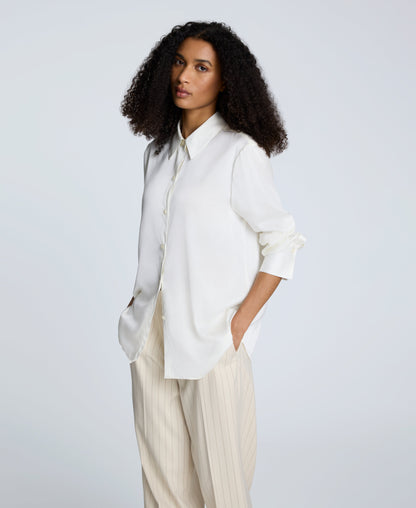 Satin Button Front Blouse