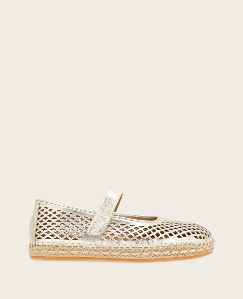 GENTLE SOULS - Sienna Metallic Fish Net Mary Jane Espadrille