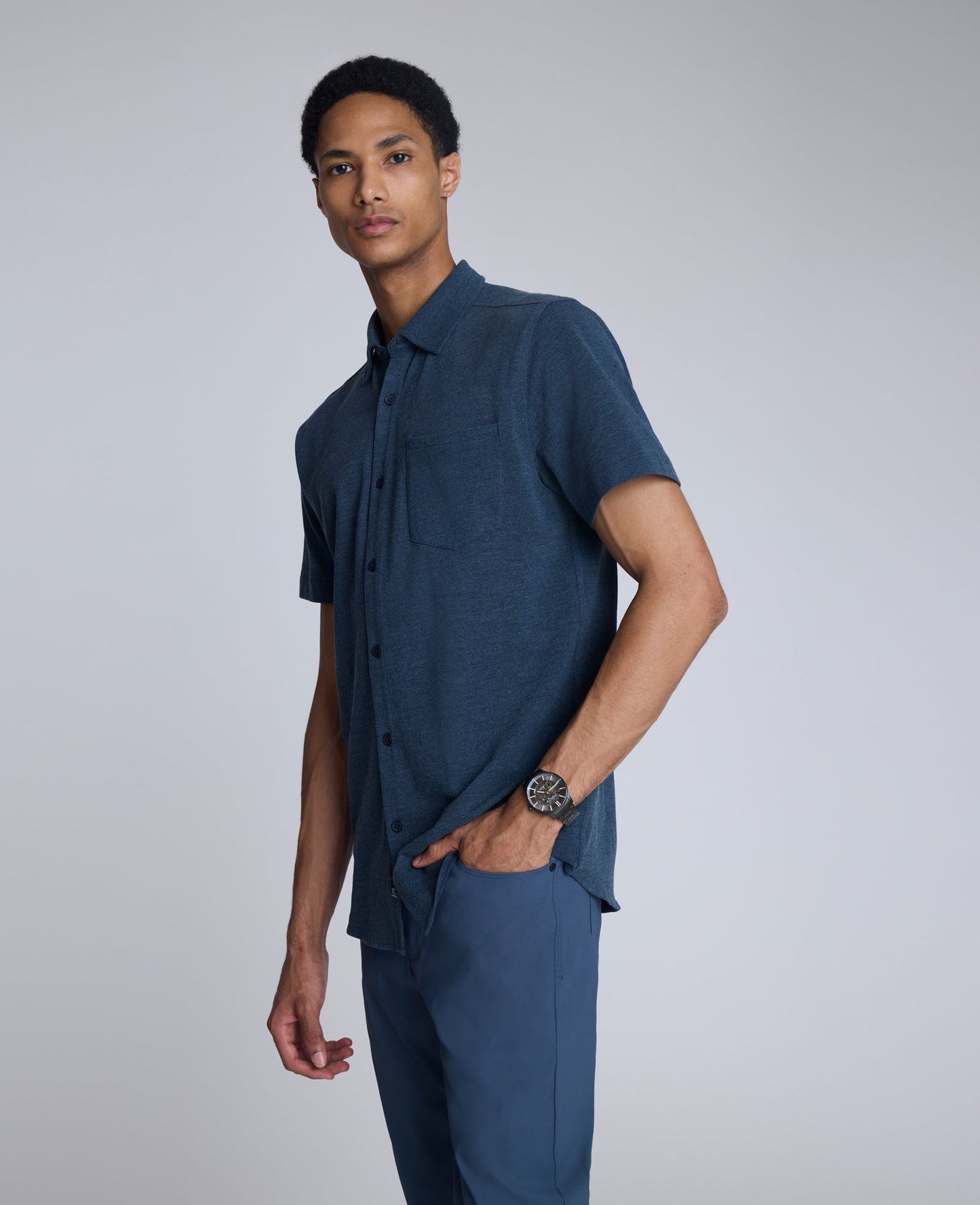 Short Sleeve Sportshirt with Chest Pocket
