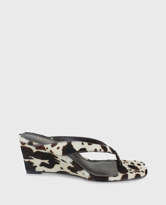 Susannah Calf Hair Thong Wedge Sandal