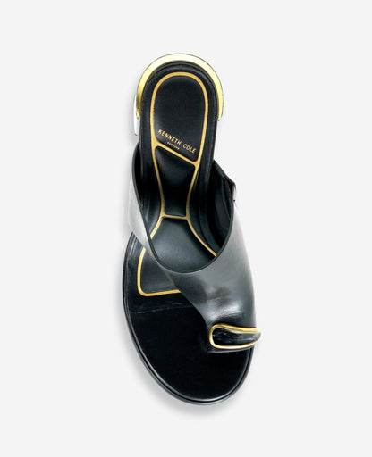 Syndika Leather Stone Toe Ring Heeled Sandal