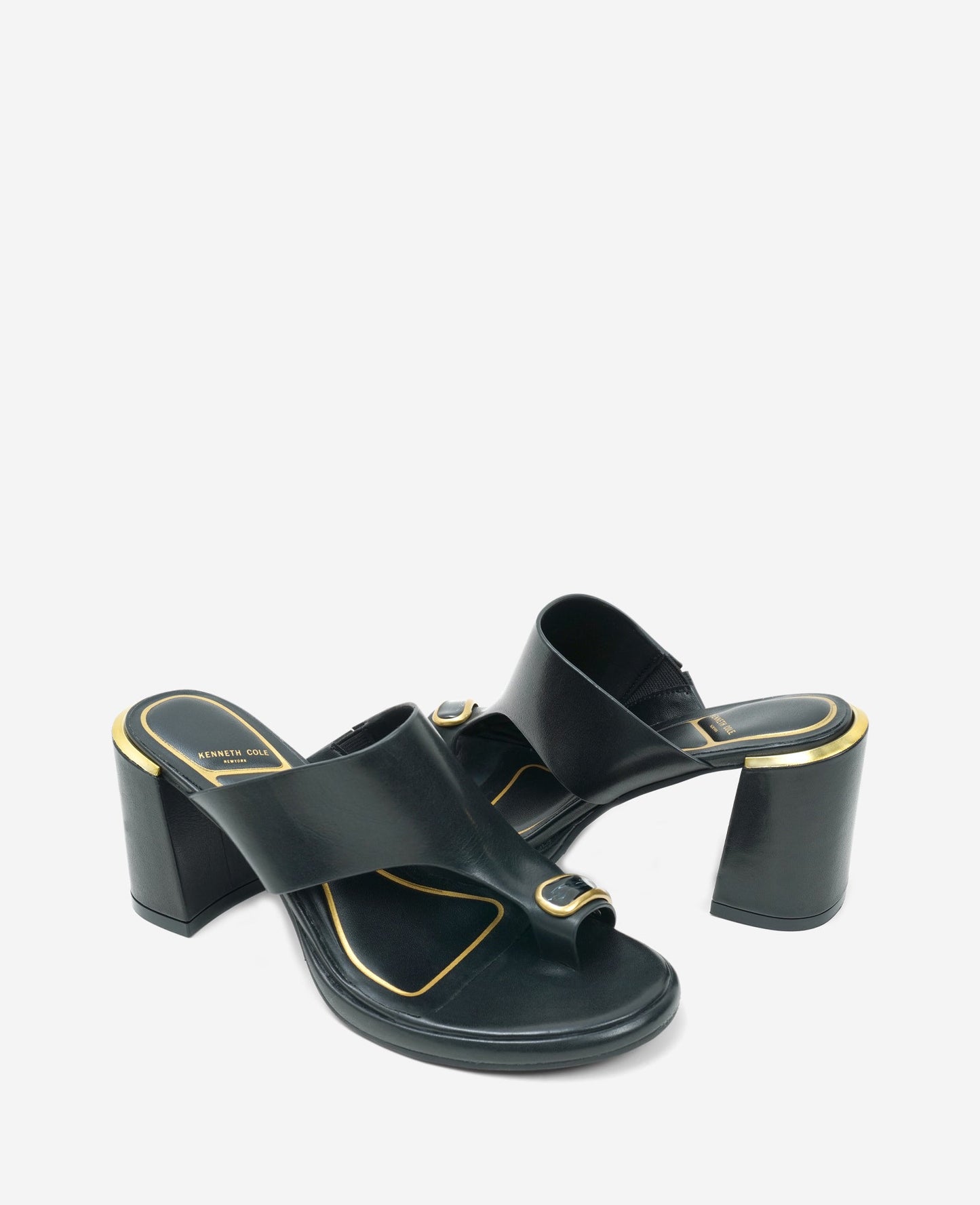 Syndika Leather Stone Toe Ring Heeled Sandal