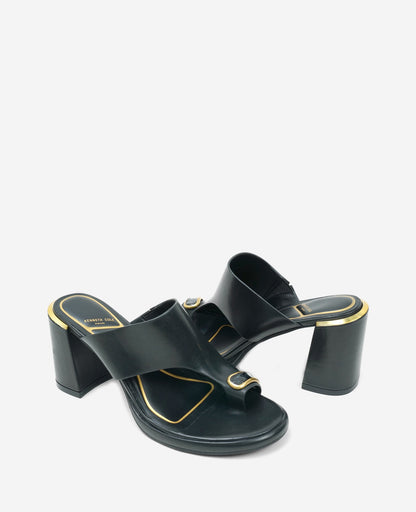 Syndika Leather Stone Toe Ring Heeled Sandal