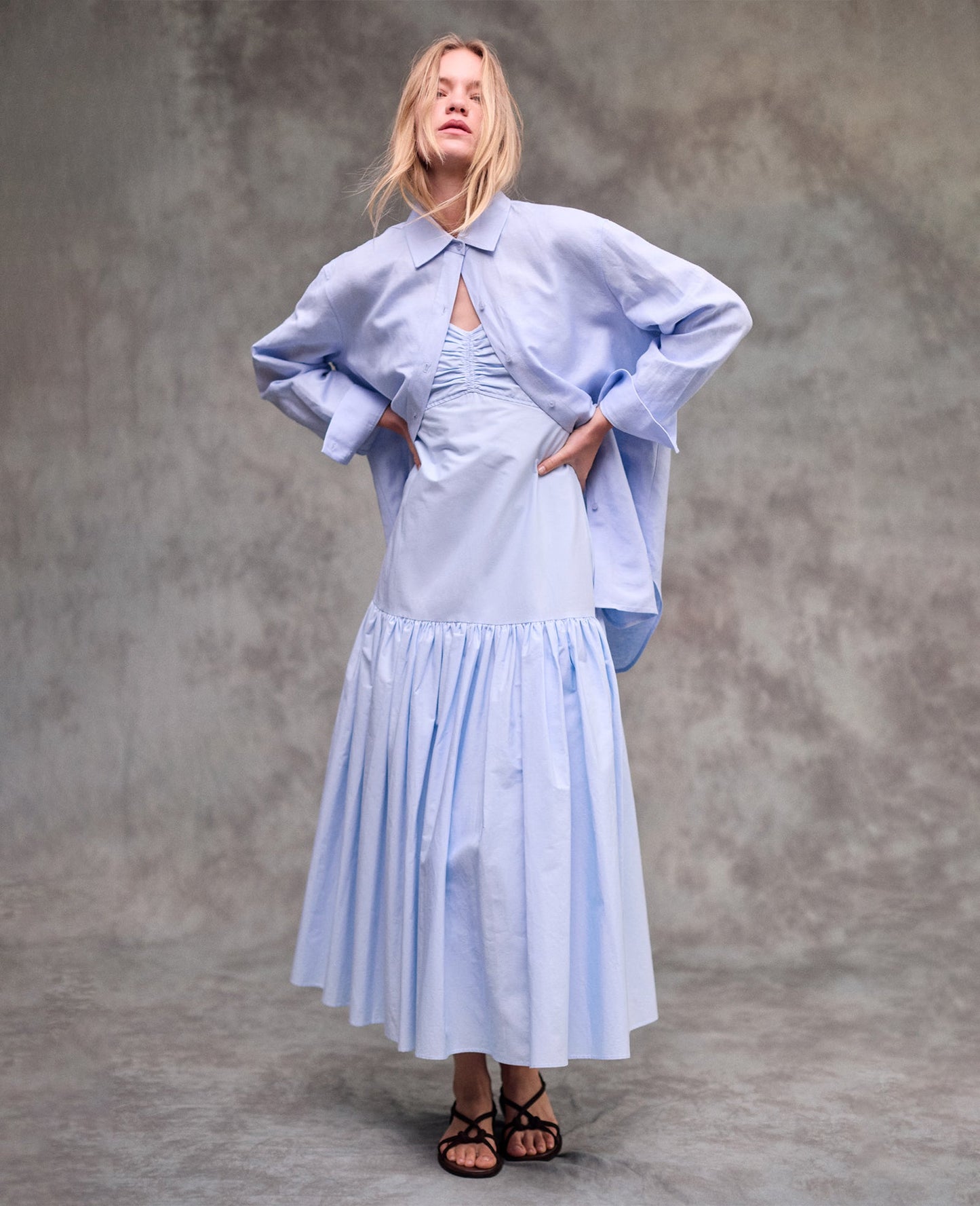 Sweetheart Bubble Flounce Midi Dress