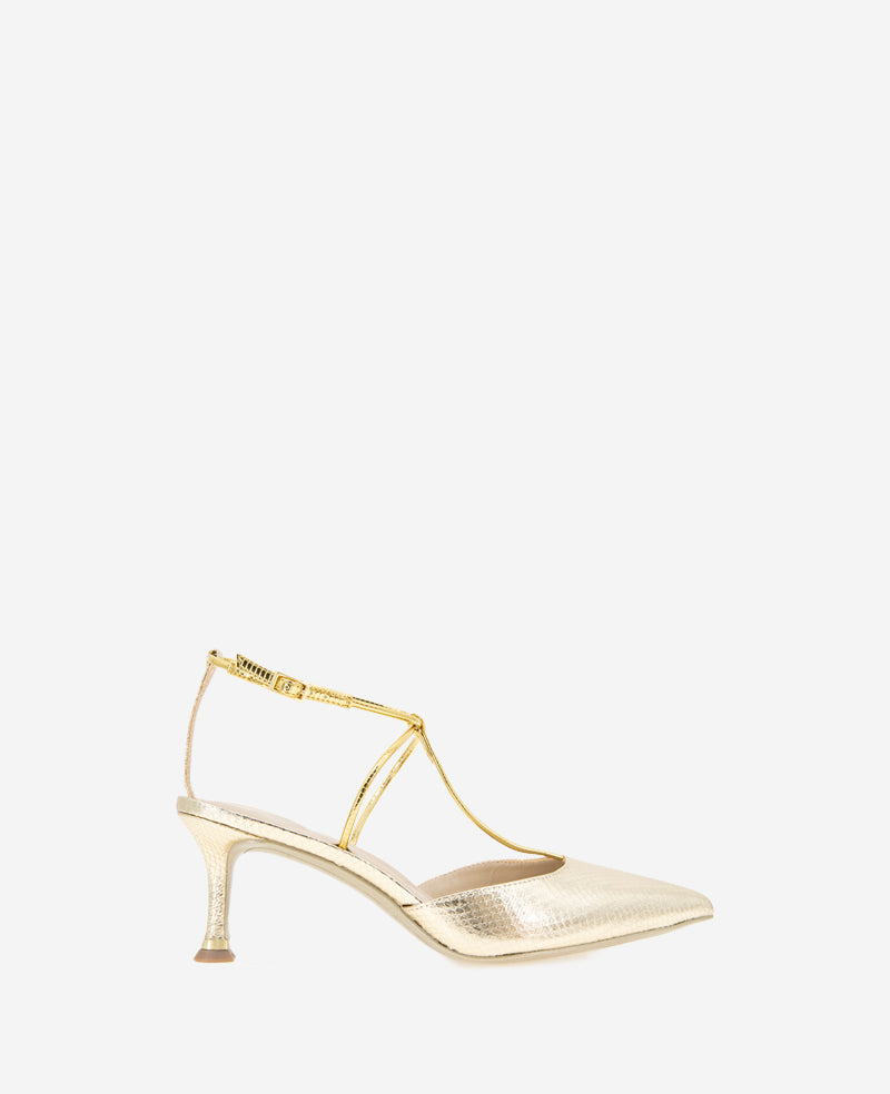 Umi T-Strap Metallic Heel