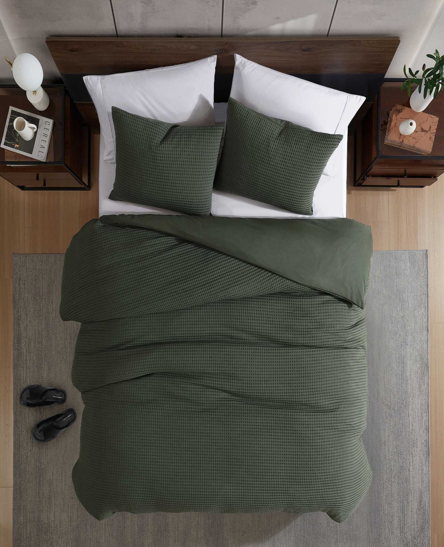 Solid Waffle Comforter Set