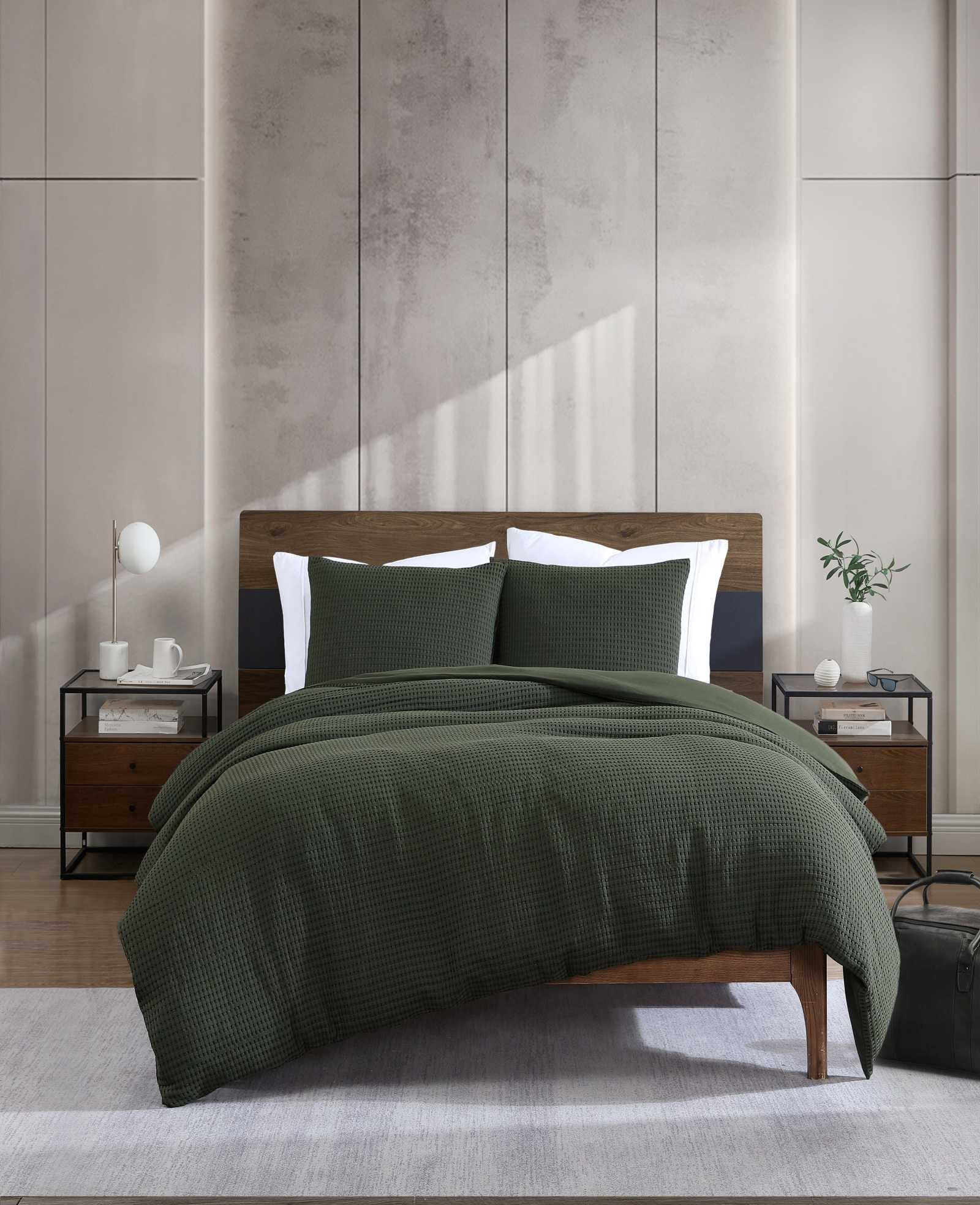Solid Waffle Duvet Set