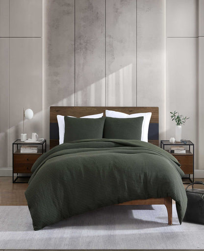 Solid Waffle Duvet Set