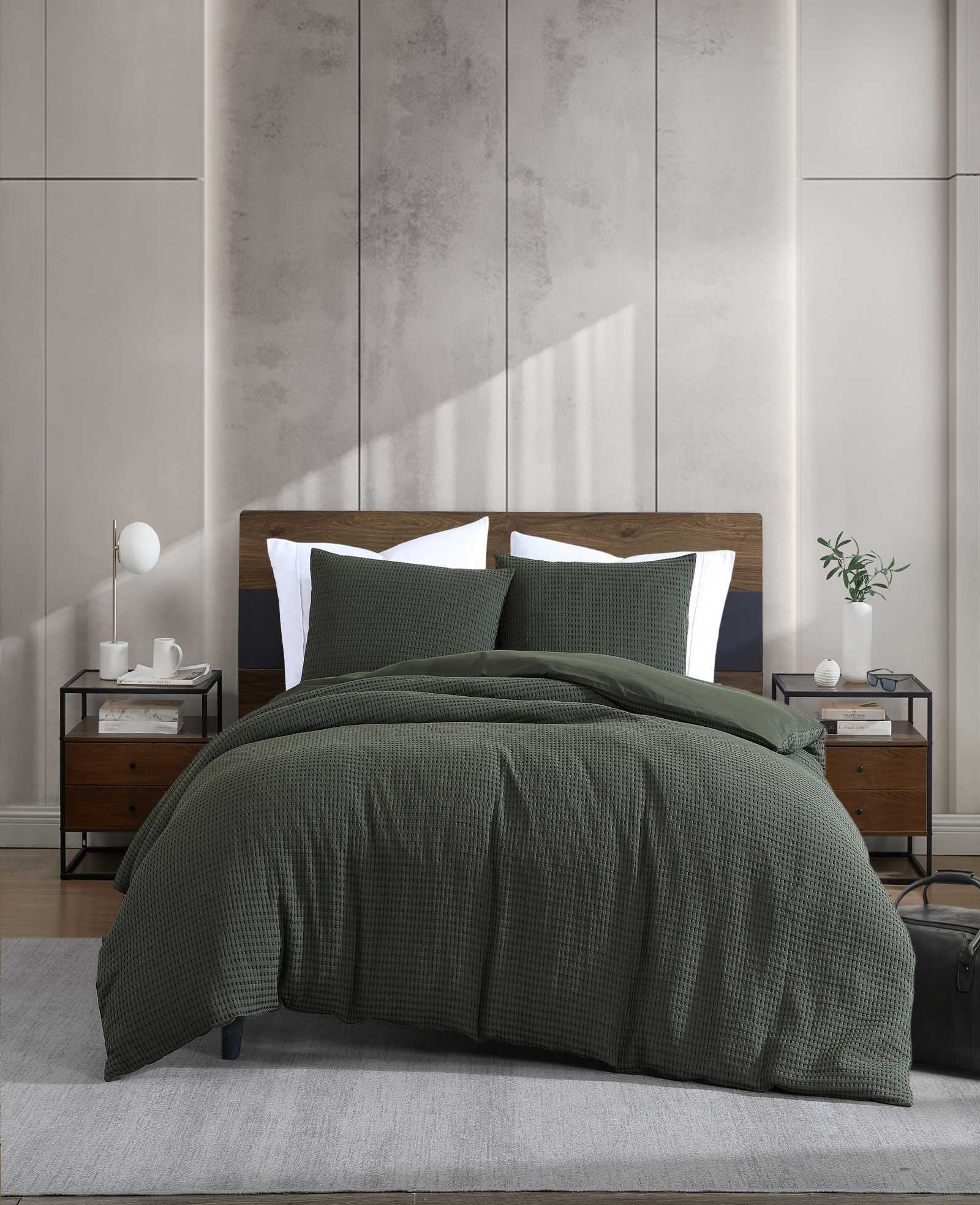 Solid Waffle Duvet Set