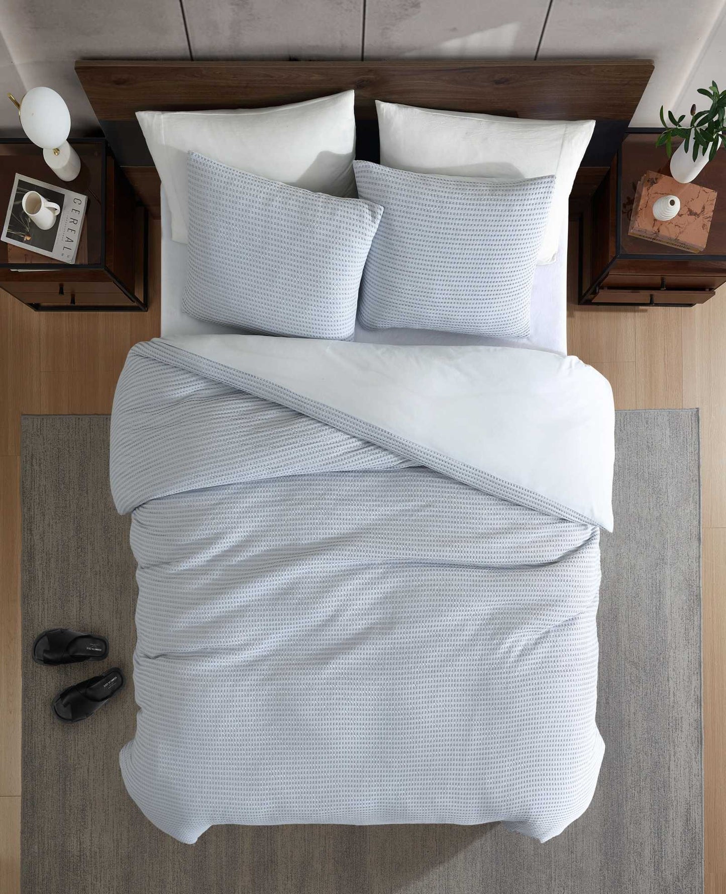 Solid Waffle Duvet Set