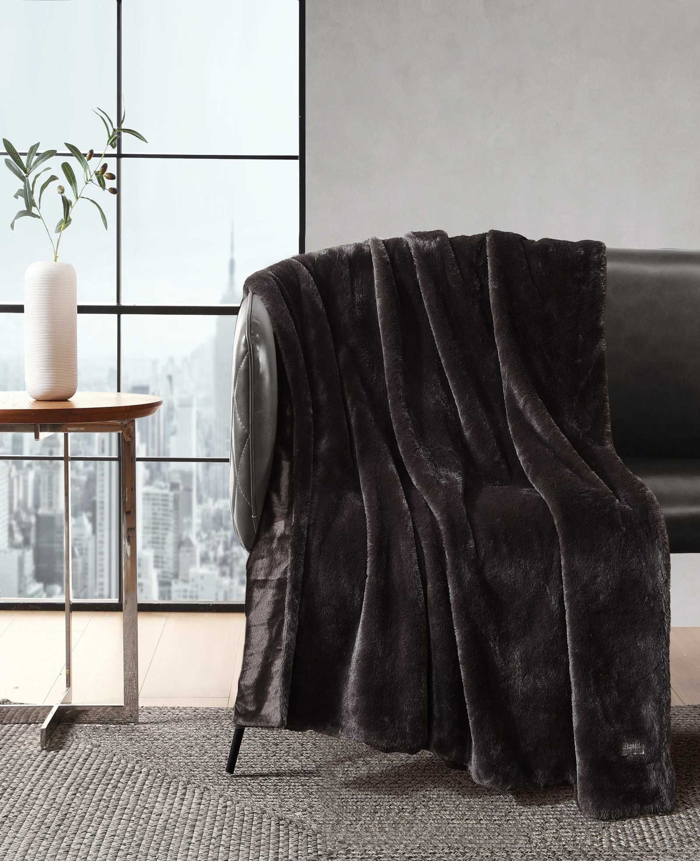 Faux Fur Solid Throw Blanket