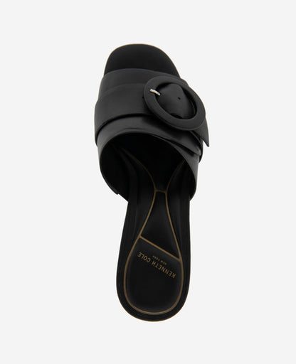 Valentina Leather Kitten Heel Slide Sandal
