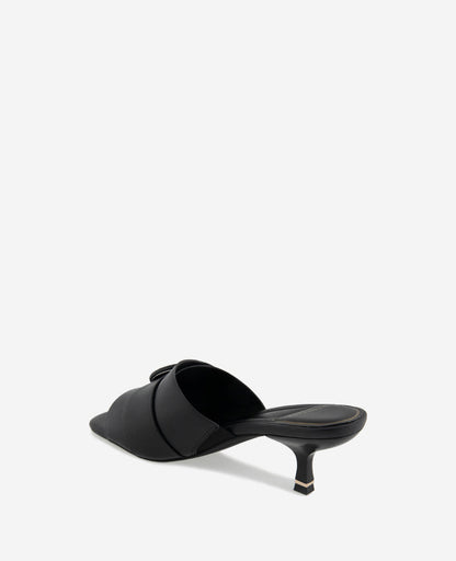 Valentina Leather Kitten Heel Slide Sandal