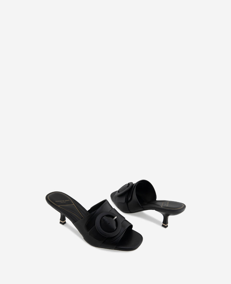 Valentina Leather Kitten Heel Slide Sandal