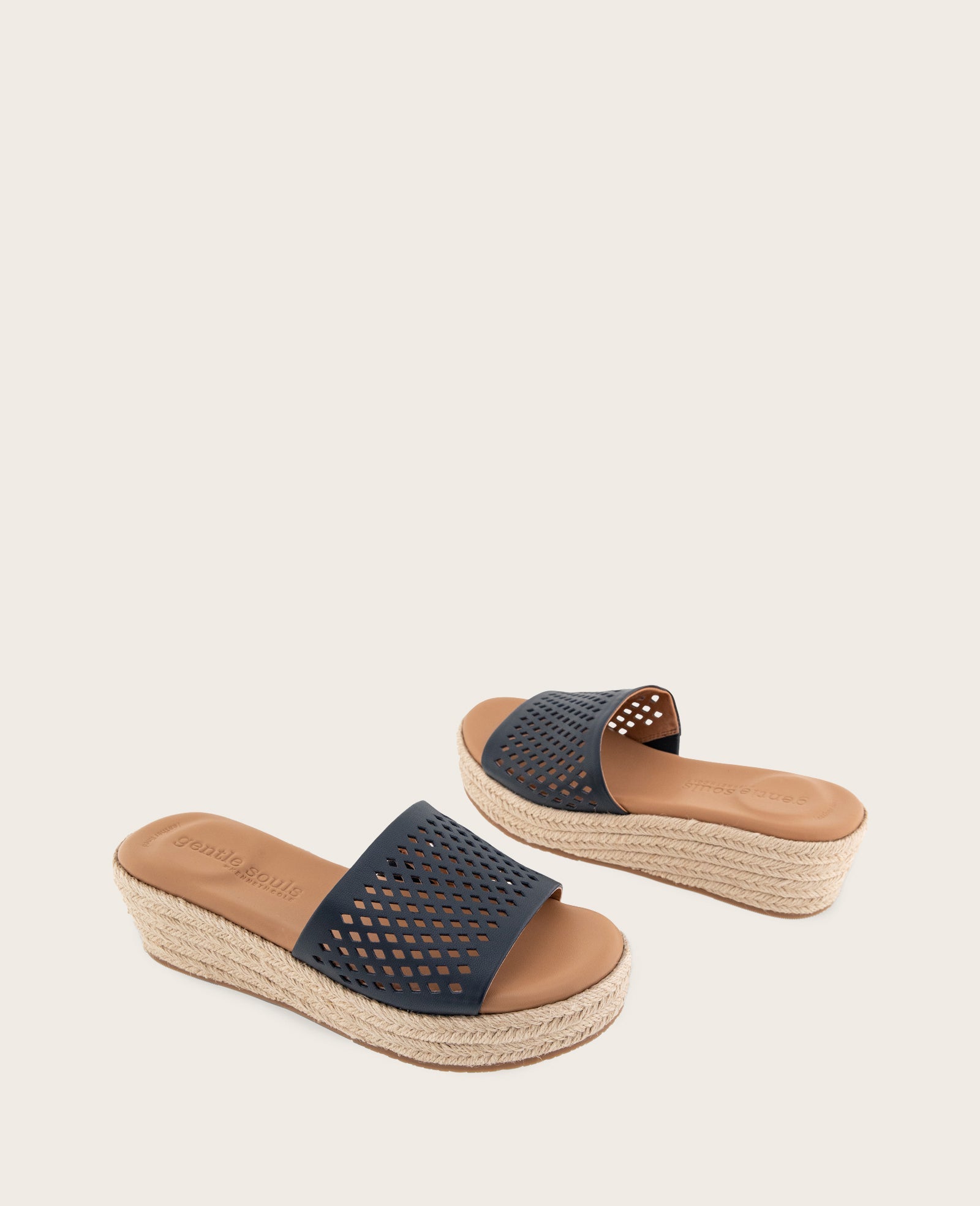 GENTLE SOULS - Vandy Perforated Leather Espadrille Wedge Sandal