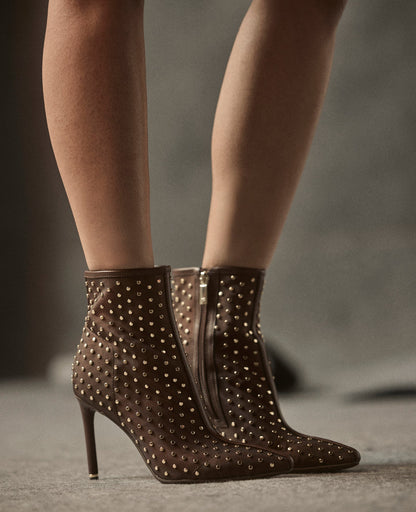 Quincy Mesh Micro Stud Heel Ankle Bootie