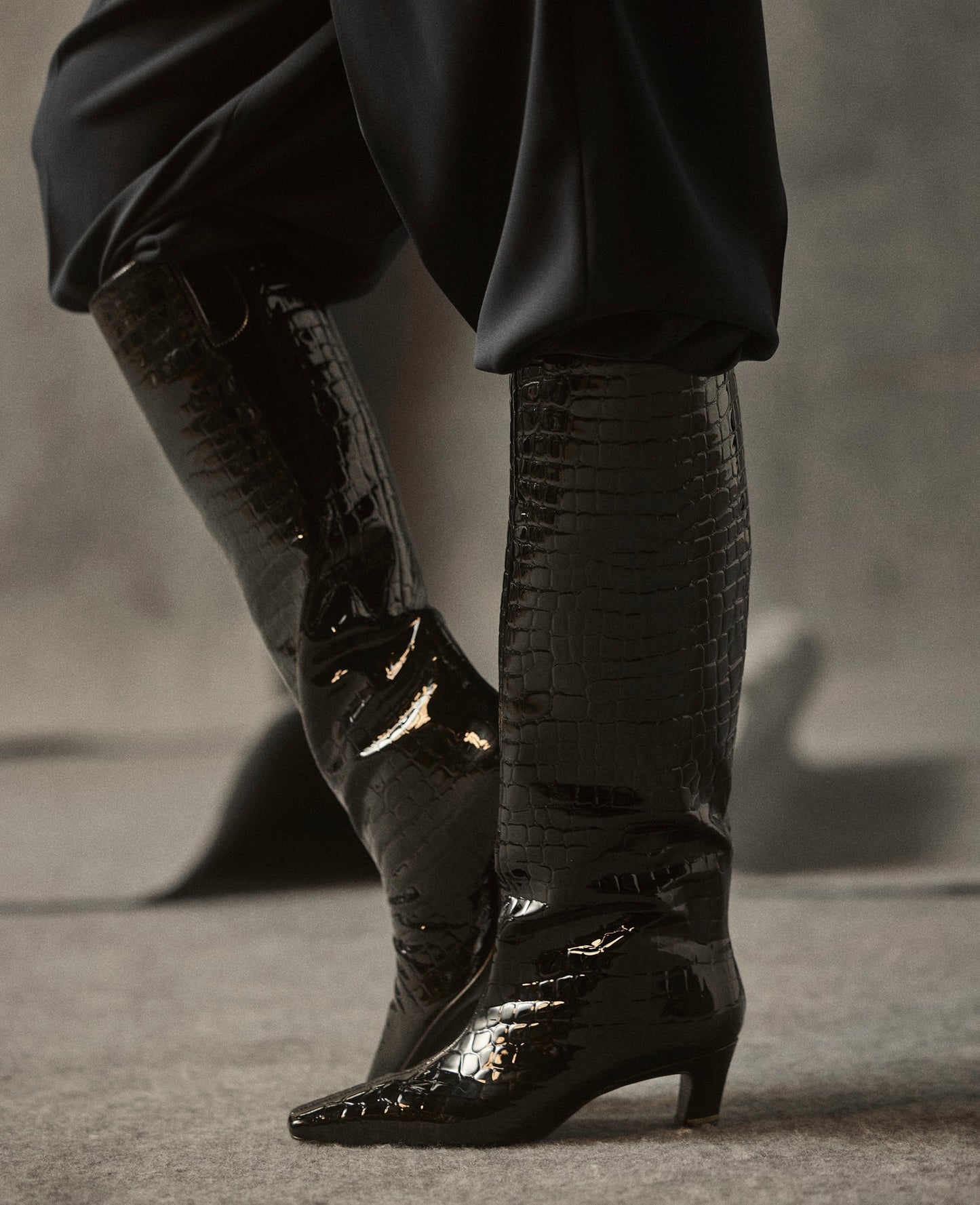 Rubia Croco Patent Tall Heel Boot