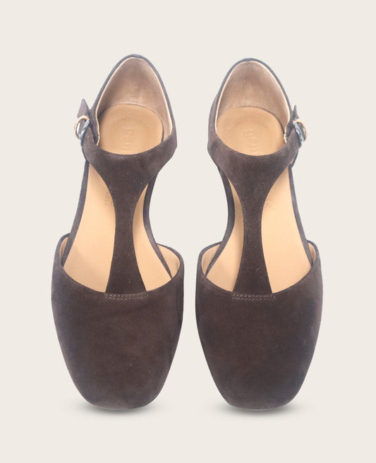 GENTLE SOULS - Wyatt Suede T-Strap Flat