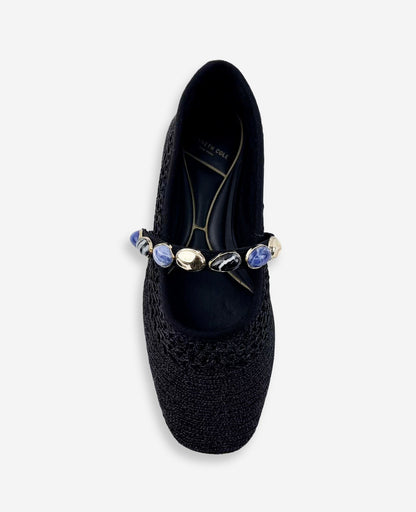 Zeta Woven Knit Stone Embellished Ballet Flat