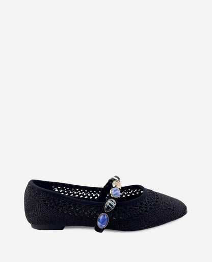 Zeta Woven Knit Stone Embellished Ballet Flat