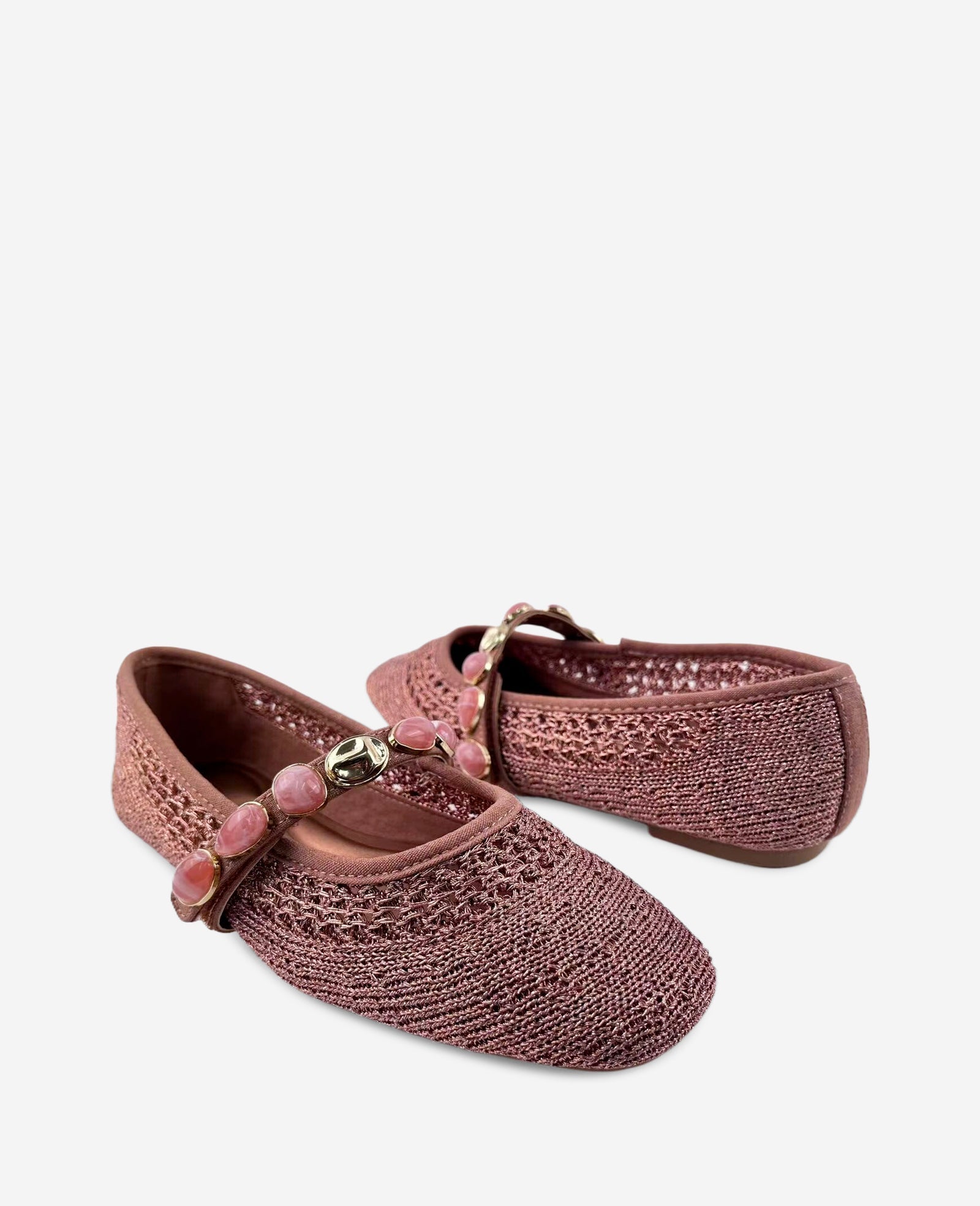 Zeta Woven Knit Stone Embellished Ballet Flat