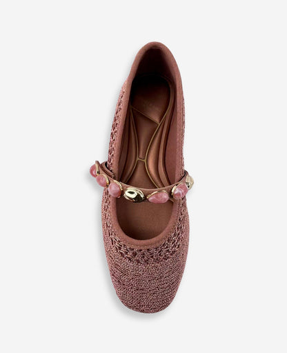 Zeta Woven Knit Stone Embellished Ballet Flat