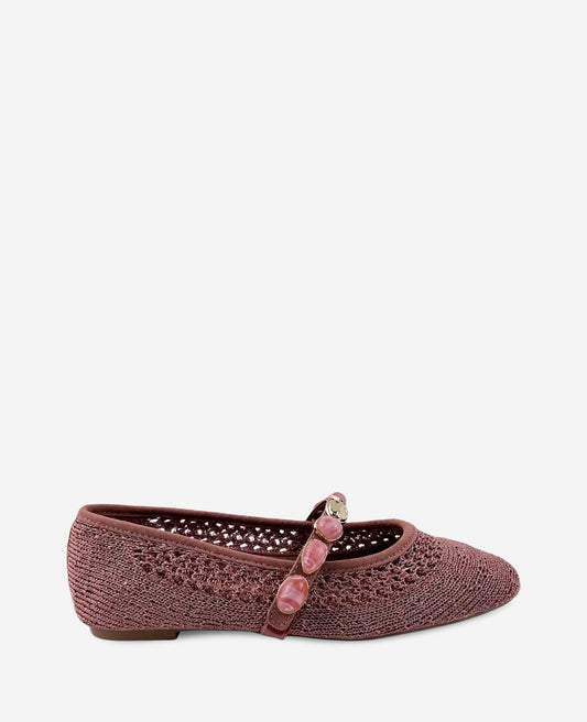 Zeta Woven Knit Stone Embellished Ballet Flat