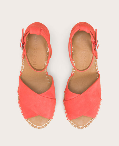 Bright Coral Suede