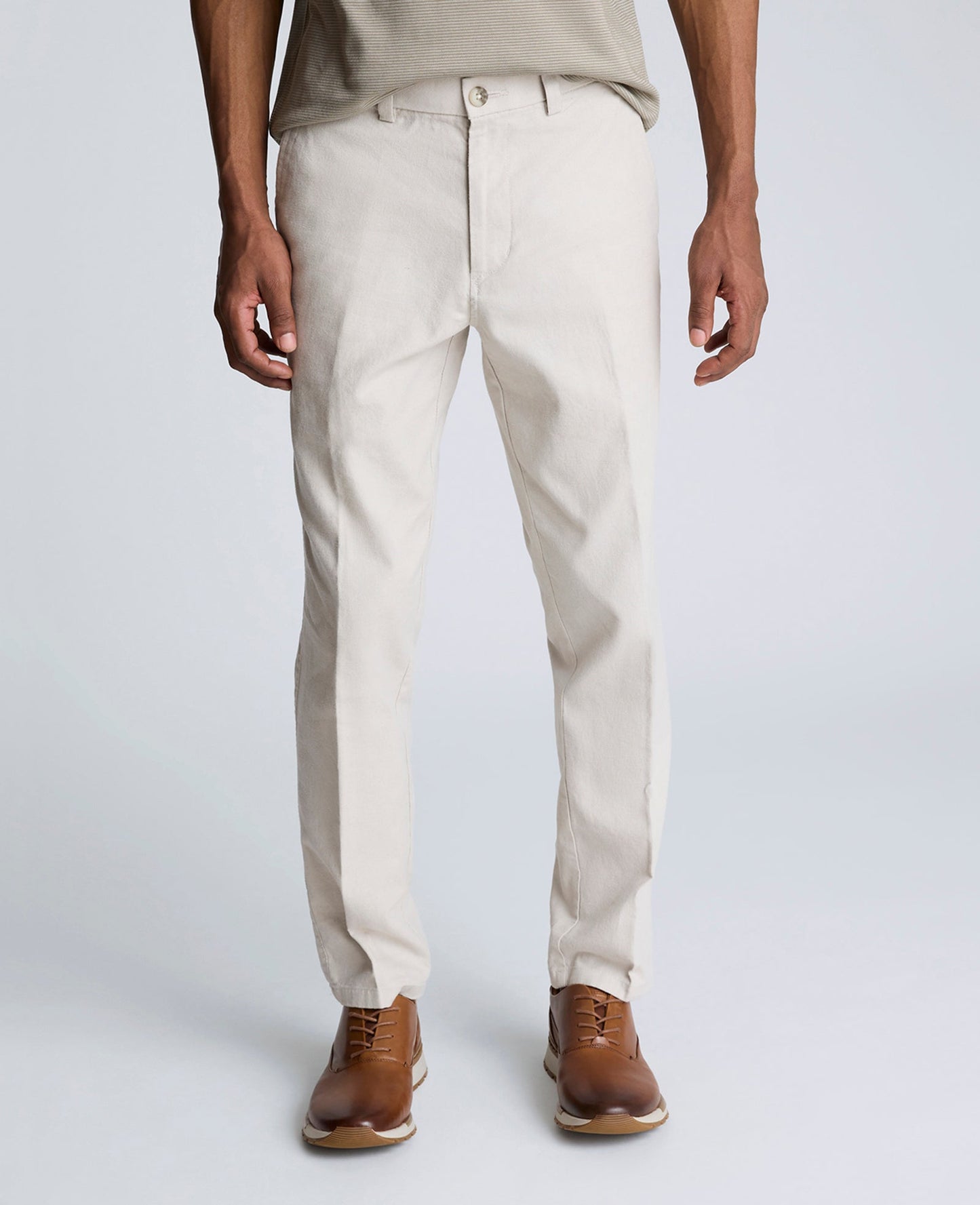 Linen Blend Slim Fit Flat Front Chino Pant