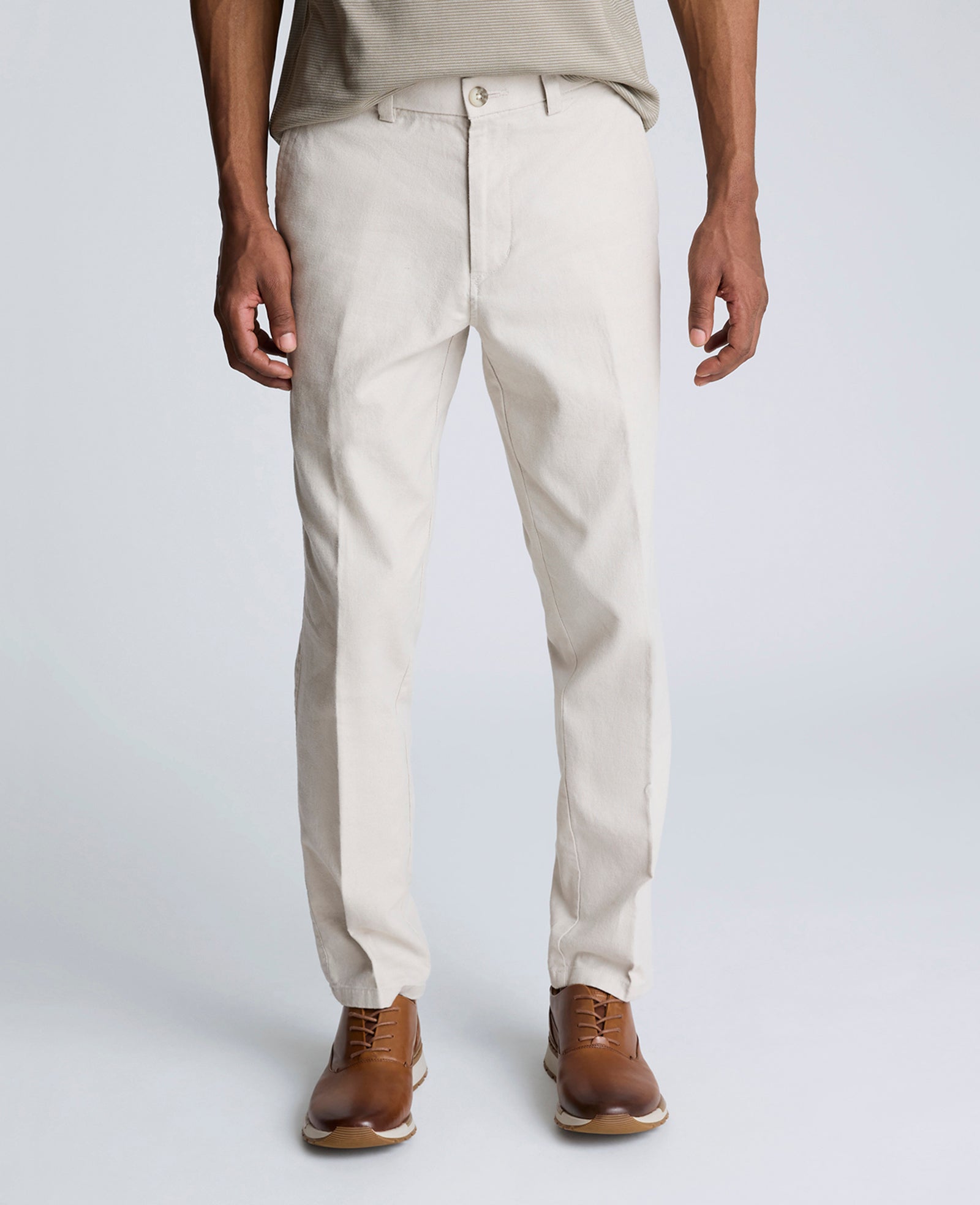 Linen Blend Slim Fit Flat Front Chino Pant
