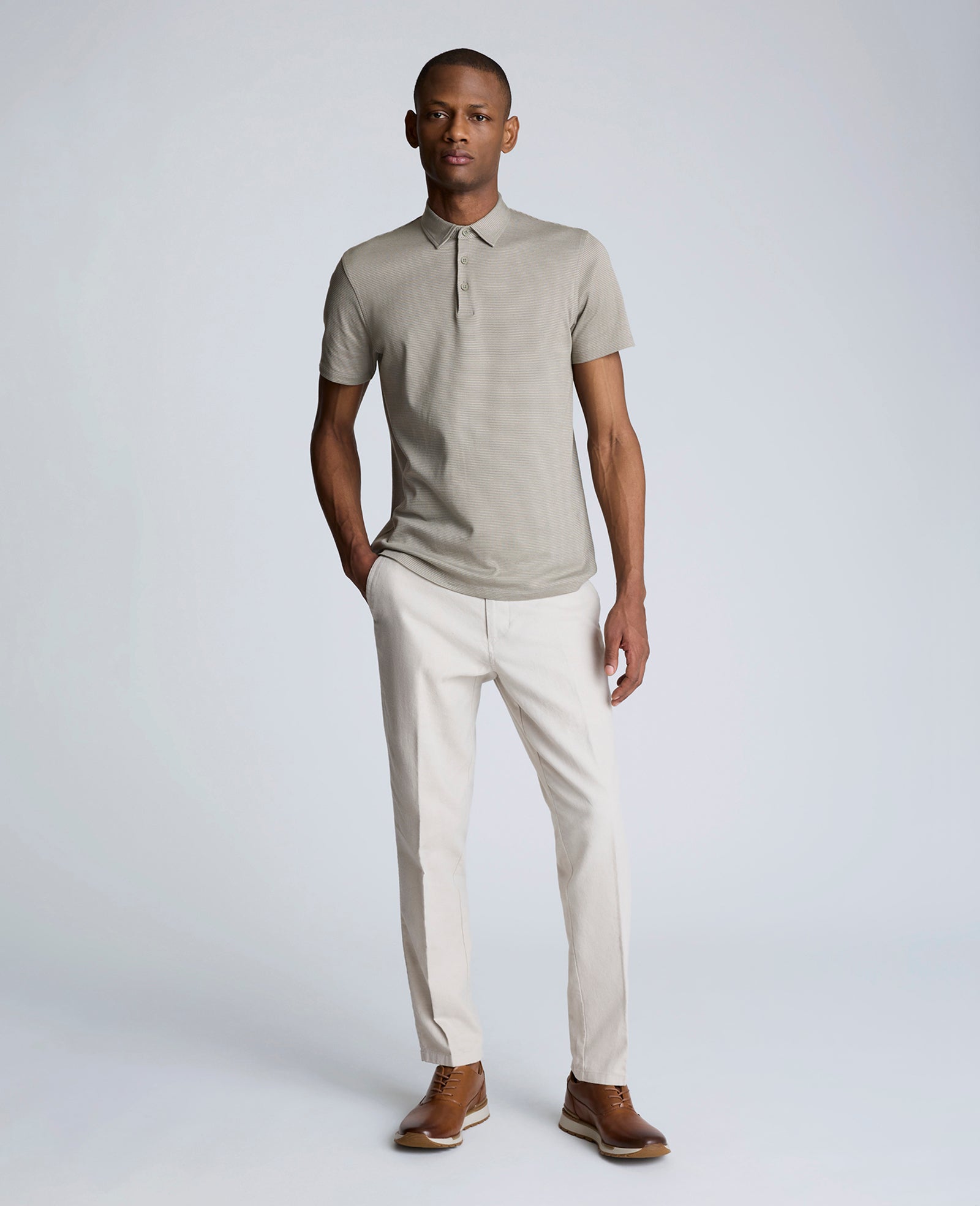 Linen Blend Slim Fit Flat Front Chino Pant