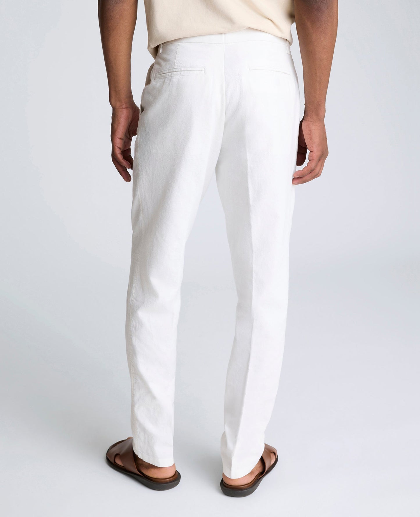 Linen Blend Slim Fit Flat Front Chino Pant