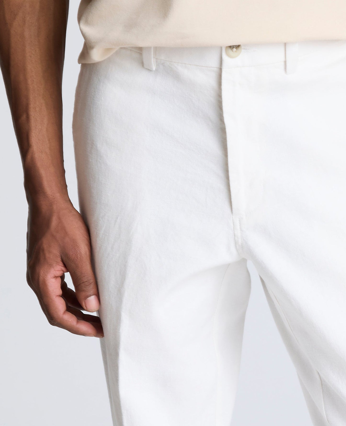 Linen Blend Slim Fit Flat Front Chino Pant