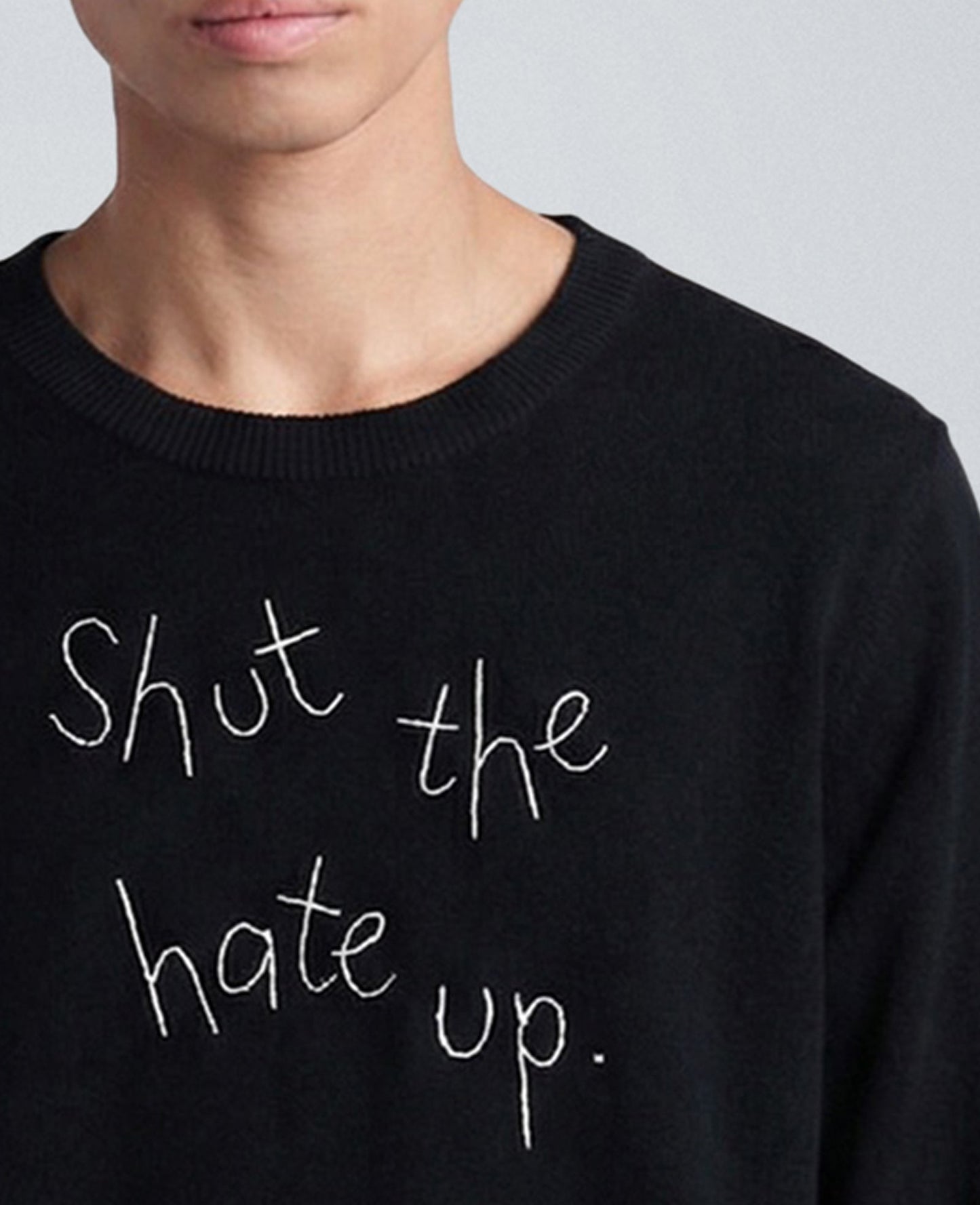 Lingua Franca Shut The Hate Up Unisex Cashmere Crewneck Sweater