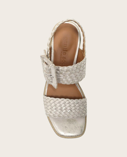 GENTLE SOULS - Madylyn Metallic Woven Leather Heel Sandal